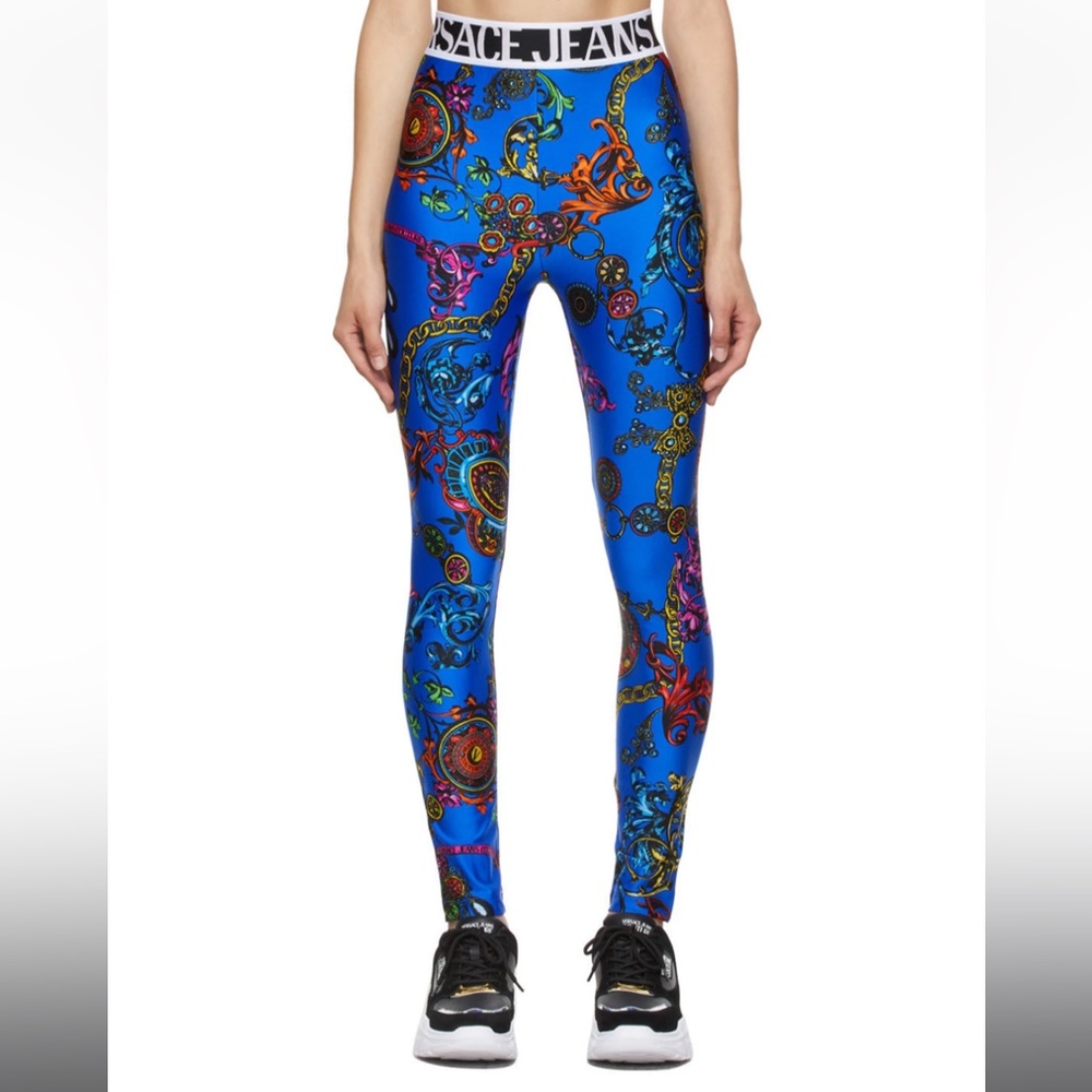 Versace Jeans Couture Blue Baroque Leggings